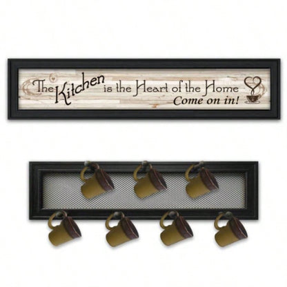 Kitchen Vignette 2 - Piece Vignette with - Peg Mug Rack by Millwork Engineering, Black Frame