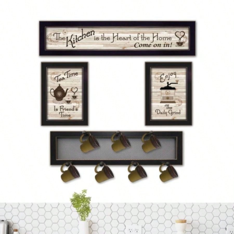 Kitchen IV 4 - Piece Vignette with - Peg Mug Rack by Millwork Engineering, Black Frame