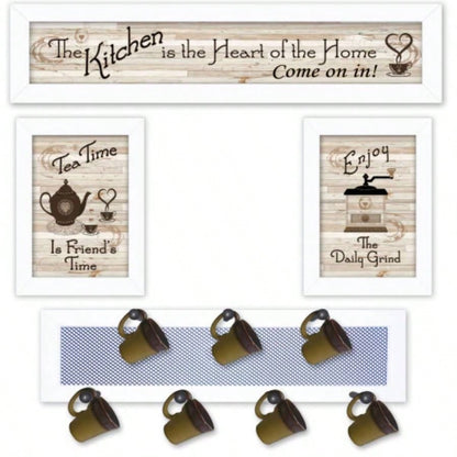 Kitchen IV 4 - Piece Vignette with - Peg Mug Rack by Millwork Engineering, White Frame