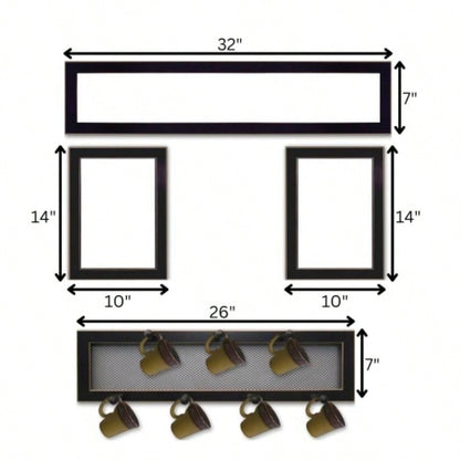 Kitchen IV 4 - Piece Vignette with - Peg Mug Rack by Millwork Engineering, Black Frame