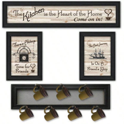 Kitchen VI 4 - Piece Vignette with - Peg Mug Rack by Millwork Engineering, Black Frame