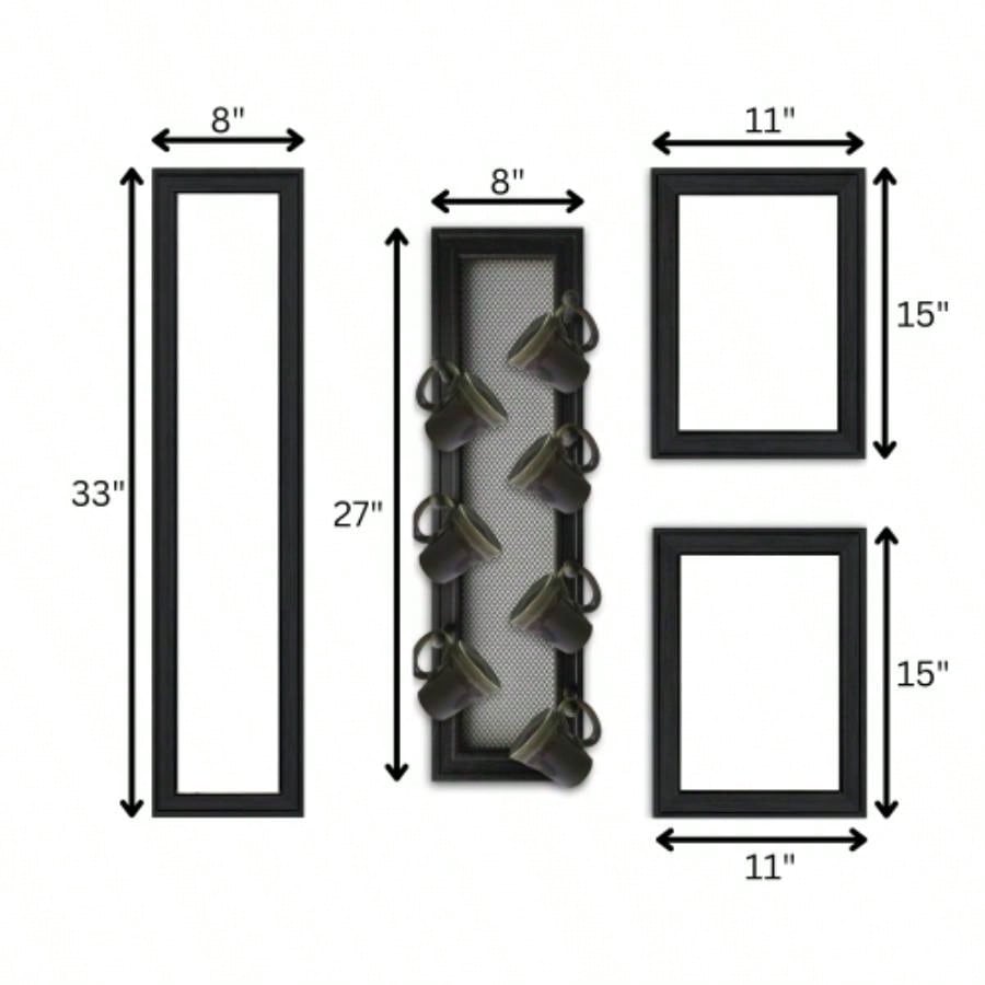 Kitchen V 4 - Piece Vignette with - Peg Mug Rack by Millwork Engineering, Black Frame
