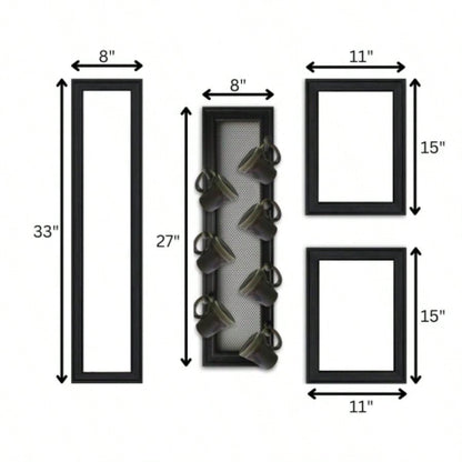 Kitchen V 4 - Piece Vignette with - Peg Mug Rack by Millwork Engineering, Black Frame