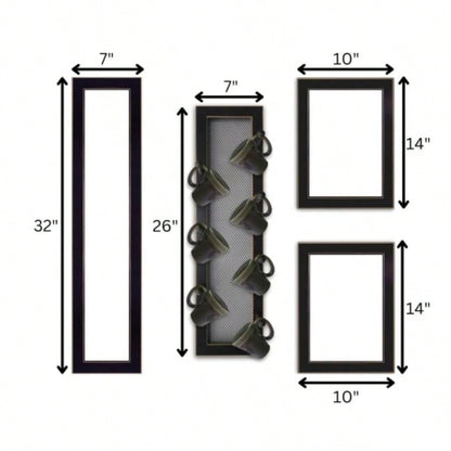 Kitchen V 4 - Piece Vignette with - Peg Mug Rack by Millwork Engineering, Black Frame