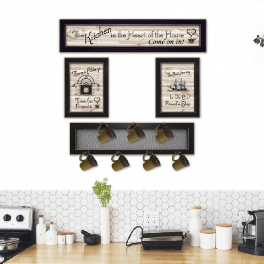Kitchen VI 4 - Piece Vignette with - Peg Mug Rack by Millwork Engineering, Black Frame