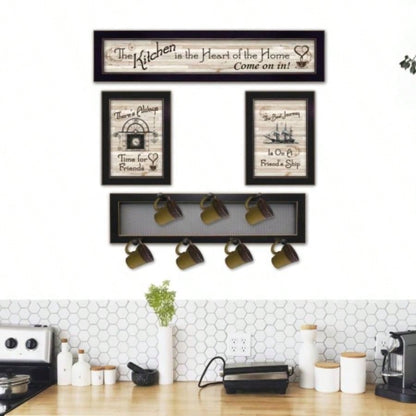 Kitchen VI 4 - Piece Vignette with - Peg Mug Rack by Millwork Engineering, Black Frame