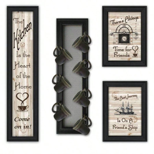 Kitchen VII 4 - Piece Vignette with - Peg Mug Rack by Millwork Engineering, Black Frame
