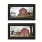 Antique Barn Quilt Barn 2 - Piece Vignette by Billy Jacobs, Black Frame