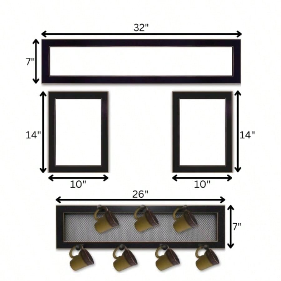 Kitchen VI 4 - Piece Vignette with - Peg Mug Rack by Millwork Engineering, Black Frame