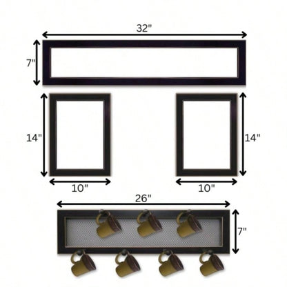Kitchen VI 4 - Piece Vignette with - Peg Mug Rack by Millwork Engineering, Black Frame