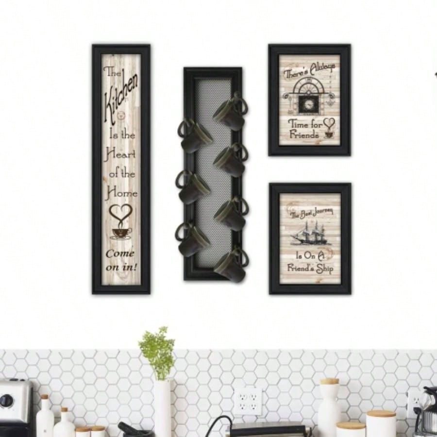 Kitchen VII 4 - Piece Vignette with - Peg Mug Rack by Millwork Engineering, Black Frame