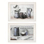 Soap/ Floral 2 - Piece Vignette by Robin - Vieira, White Frame