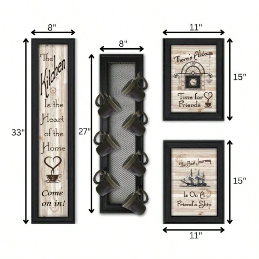 Kitchen VII 4 - Piece Vignette with - Peg Mug Rack by Millwork Engineering, Black Frame