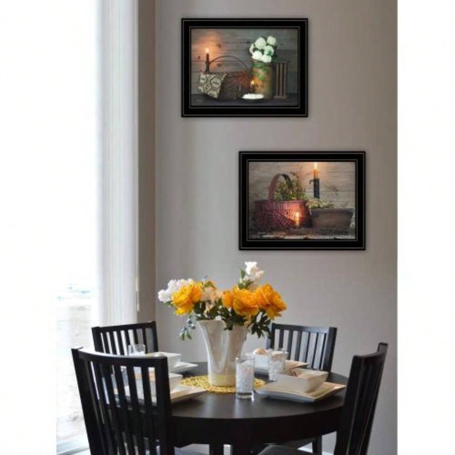 White/ Red baskets 2 - Piece Vignette by Susie Boyer, Black Frame