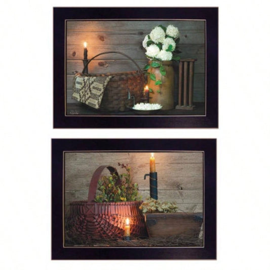 White/ Red baskets 2 - Piece Vignette by Susie Boyer, Black Frame