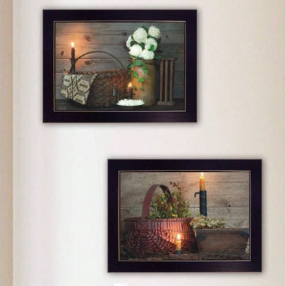 White/ Red baskets 2 - Piece Vignette by Susie Boyer, Black Frame