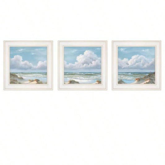 Trendy Decor 4U Beautiful Day I, III Framed Wall Art, Modern Home Decor 3 Piece Vignette Living Room, Bedroom Farmhouse Wall Decoration by Georgia Janisse