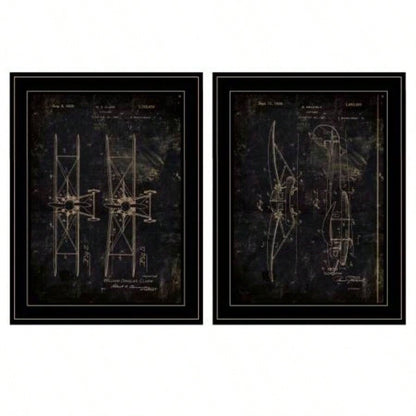 Airplane Patent I 2 - Piece Vignette by Cloverfield Co, Black Frame