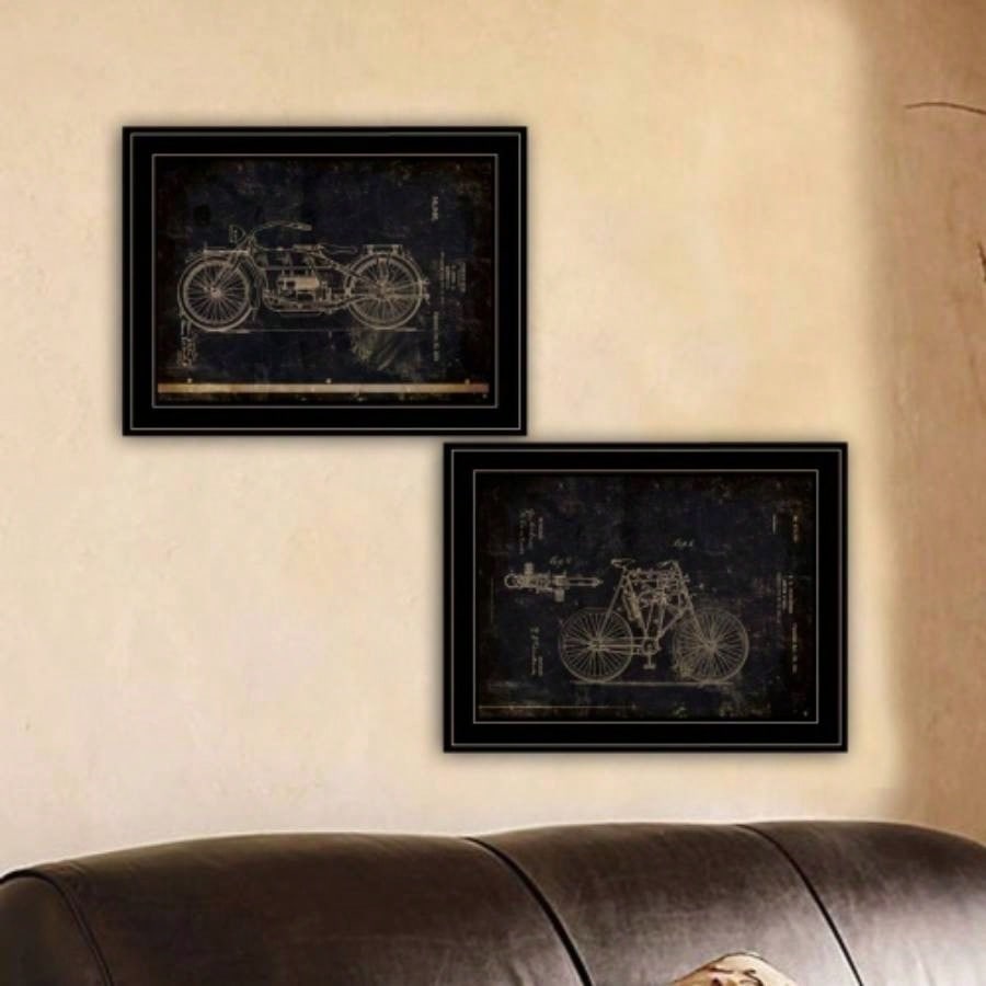 Motor Bike Patent I 2 - Piece Vignette by Cloverfield Co, Black Frame