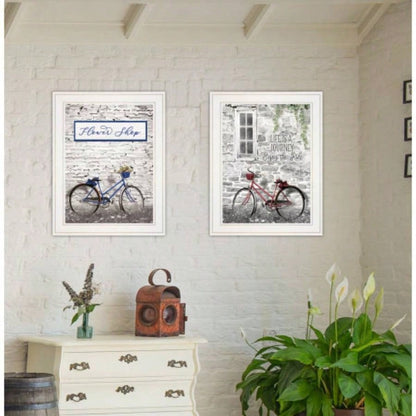 Bicycles 2 - Piece Vignette by Lori Deiter, White Frame