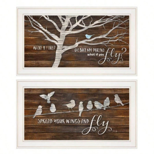 Spread Your Wings 2 - Piece Vignette by Marla Rae, White Frame