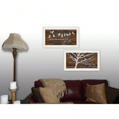 Spread Your Wings 2 - Piece Vignette by Marla Rae, White Frame