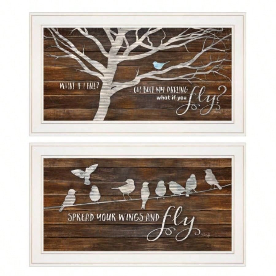 Spread Your Wings 2 - Piece Vignette by Marla Rae, White Frame