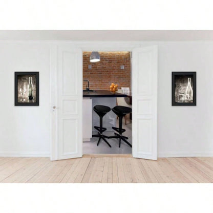 Gray Glassware Still Life 2 - Piece Vignette by Bluebird Barn, Black Frame