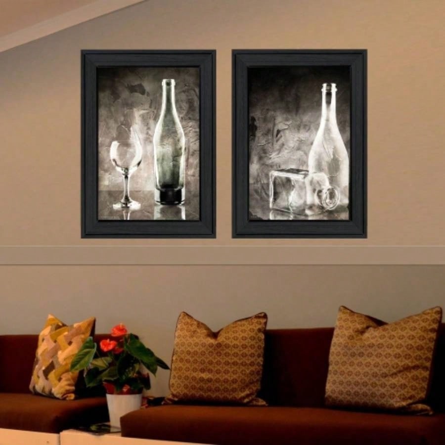 Gray Glassware Still Life 2 - Piece Vignette by Bluebird Barn, Black Frame