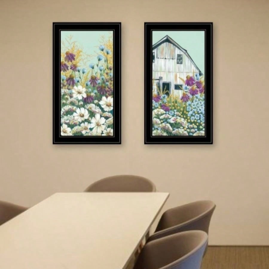 Floral Field 2 - Piece Vignette by Norman, Black Frame