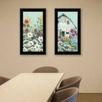 Floral Field 2 - Piece Vignette by Norman, Black Frame