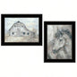 True Spirit Horses 2 - Piece Vignette by Debi Coules, Black Frame