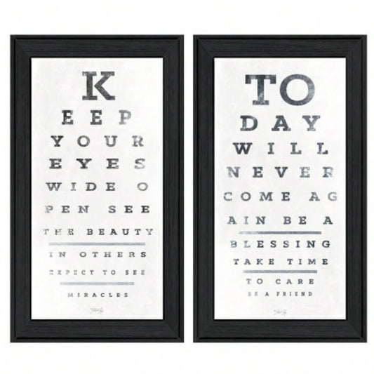 Eye Charts 2 - Piece Vignette by Marla Rae, Black Frame