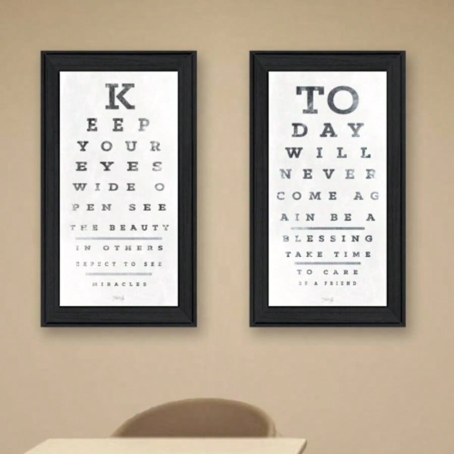 Eye Charts 2 - Piece Vignette by Marla Rae, Black Frame