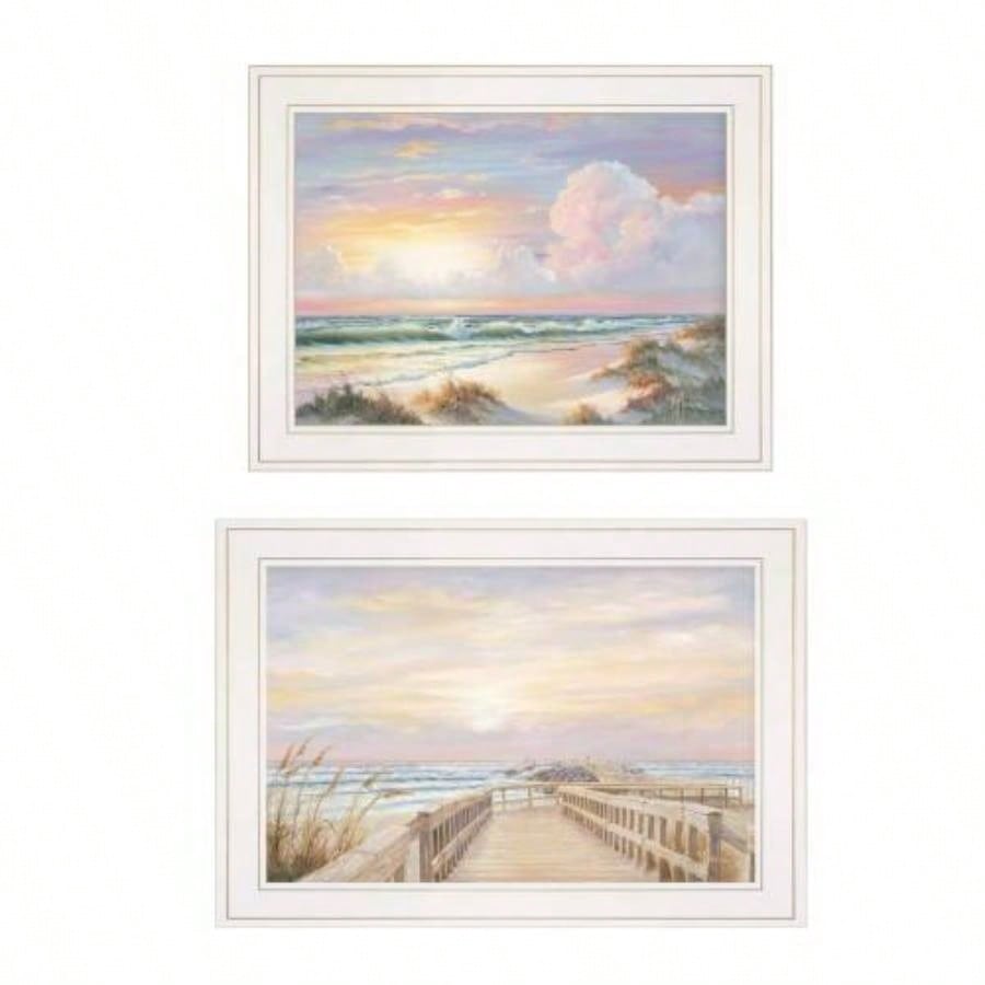 Sunrise - Sunset 2 - Piece Vignette by Georgia Janisse, White Frame