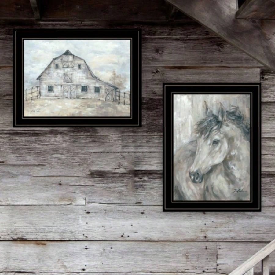 True Spirit Horses 2 - Piece Vignette by Debi Coules, Black Frame