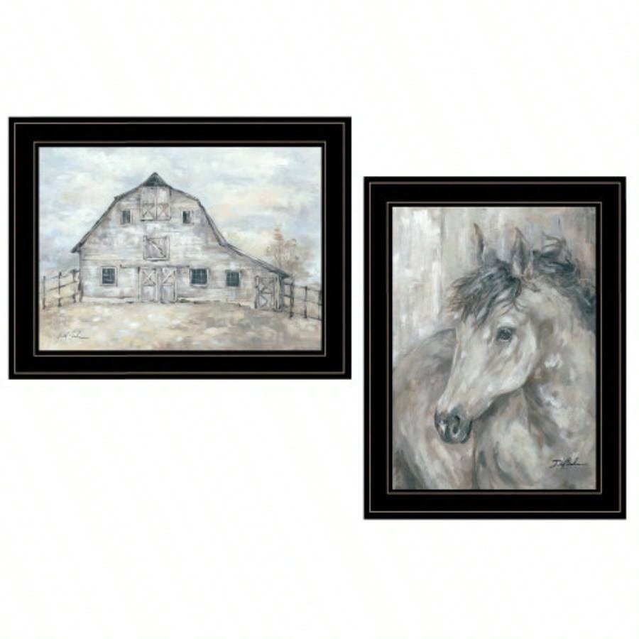 True Spirit Horses 2 - Piece Vignette by Debi Coules, Black Frame
