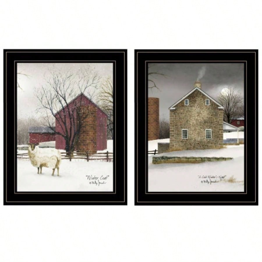 Cold Winter 2 - Piece Vignette by Billy Jacobs, Black Frame