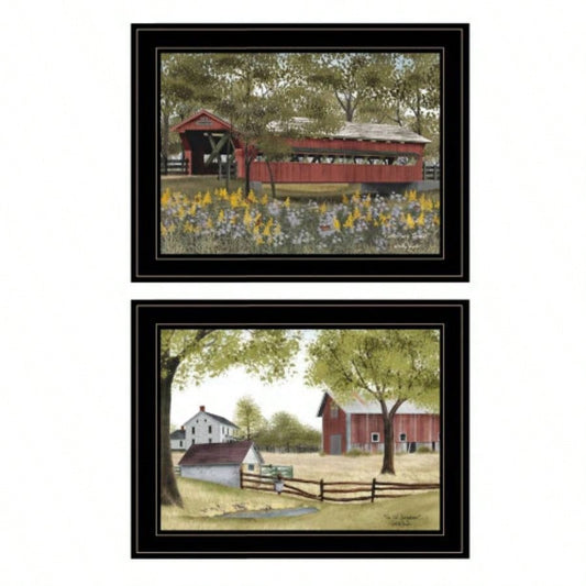 Spring House 2 - Piece Vignette by Billy Jacob, Black Frame
