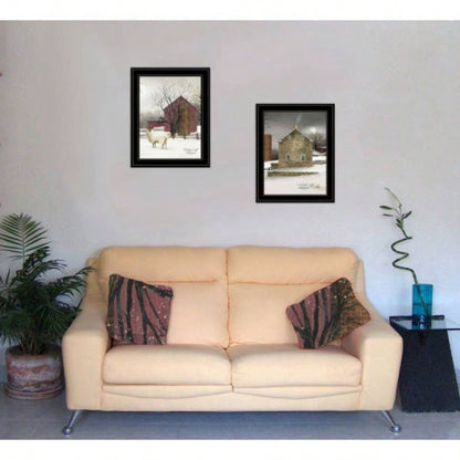 Cold Winter 2 - Piece Vignette by Billy Jacobs, Black Frame