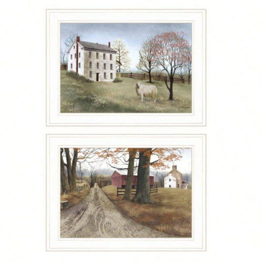 Road Home 2 - Piece Vignette by Billy Jacobs, White Frame
