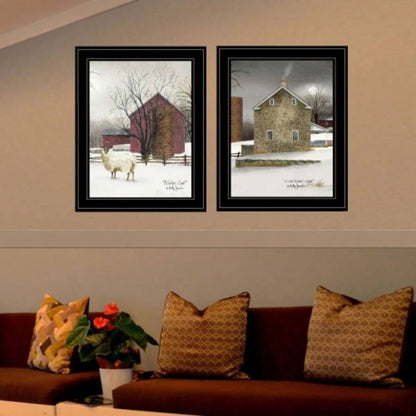 Cold Winter 2 - Piece Vignette by Billy Jacobs, Black Frame