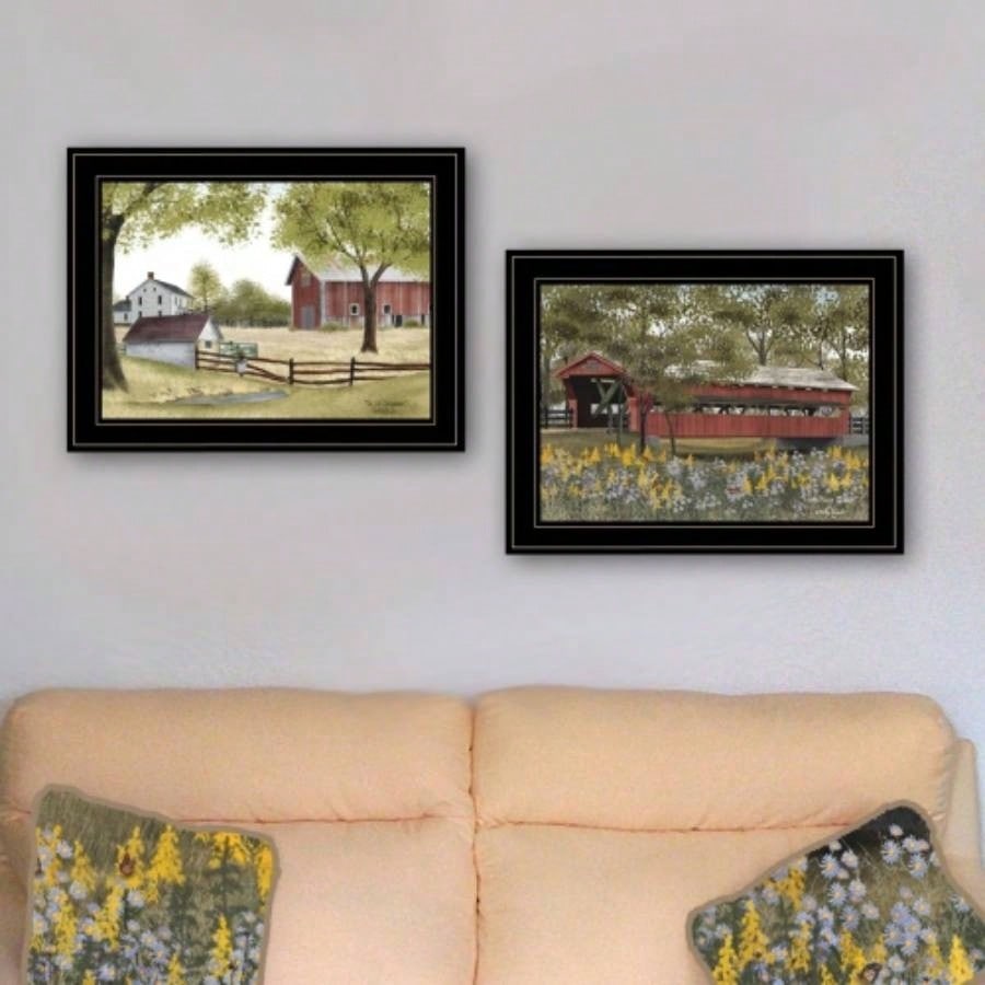 Spring House 2 - Piece Vignette by Billy Jacob, Black Frame