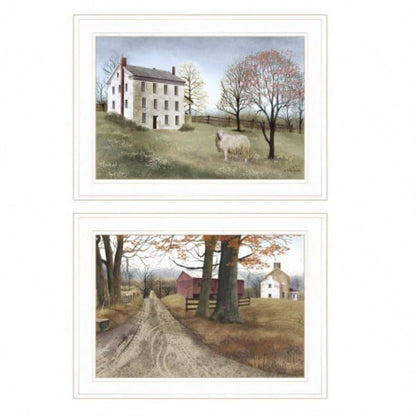 Road Home 2 - Piece Vignette by Billy Jacobs, White Frame