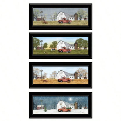Trendy Decor 4U Four Seasons V Framed Wall Art, Modern Home Decor 4 Piece Vignette Living Room, Bedroom Farmhouse Wall Decoration by Billy Jacobs