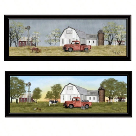 Trendy Decor 4U Billy Jacobs Summer/Spring Seasonal Framed Wall Art, Modern Home Decor 2 Piece Vignette Living Room, Bedroom Farmhouse Wall Decoration by Billy Jacobs