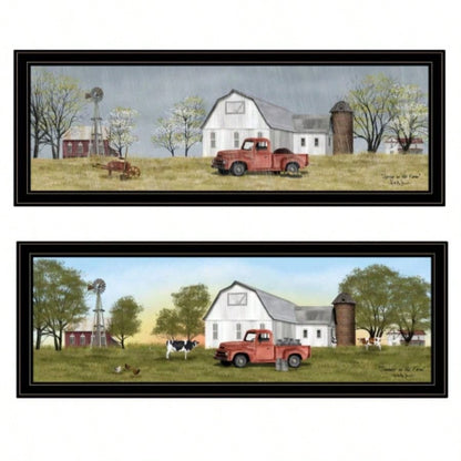 Trendy Decor 4U Billy Jacobs Summer/Spring Seasonal Framed Wall Art, Modern Home Decor 2 Piece Vignette Living Room, Bedroom Farmhouse Wall Decoration by Billy Jacobs