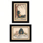 Gone Fishing 2 - Piece Vignette by Mary June, Black Frame