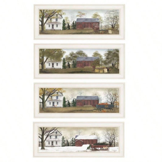 Seasons 4 - Piece Vignette by Billy Jacobs, White Frame