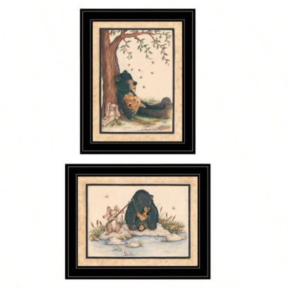 Gone Fishing 2 - Piece Vignette by Mary June, Black Frame